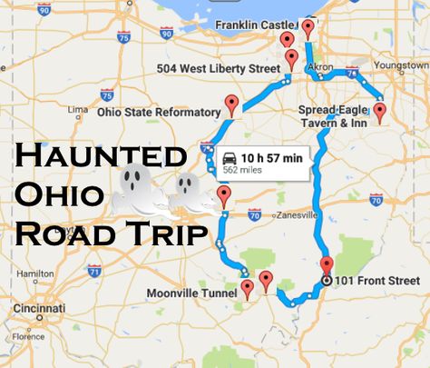 From haunted hotels to creepy cemeteries, the following road trip takes you to some of the most haunted places in Ohio. Haunted Ohio, Ohio Road Trip, Ohio Day Trips, Ohio Bucket List, Ohio State Reformatory, Ohio Vacations, Only In Ohio, Things To Do In Ohio, Haunted Hotels