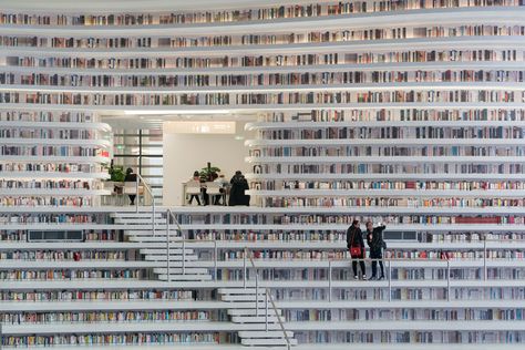 MVRDV completes library shaped like a giant eye in Chinese city Tianjin Tianjin Binhai Library, Futuristic Library, Bibliotheque Design, Library Pictures, Toyo Ito, Beautiful Library, Design Institute, Audio Room, Haikou