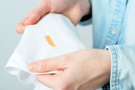 How to Get Foundation Out of Clothes Remove Makeup Stains, Laundry Stain Remover, Remove Makeup From Clothes, Stain On Clothes, Laundry Stains, Liquid Laundry Detergent, Laundry Liquid, Makeup Remover Wipes, Stain Removal