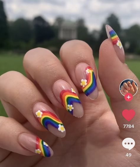 Rainbow Nails Design, Rainbow Nail Art, Really Cute Nails, Rainbow Nails, Spring Nail, Dream Nails, Funky Nails, Pretty Acrylic Nails, Short Acrylic Nails