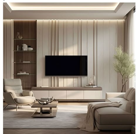 Living Room Moodboard Interior Design, Modern Classic Tv Wall, Bedroom Tv Units, Tv Unit Design For Bedroom, Classic Tv Wall Design, Tv Kastenwanden, Tv Stand Decor, Tv Unit Interior Design, Living Tv