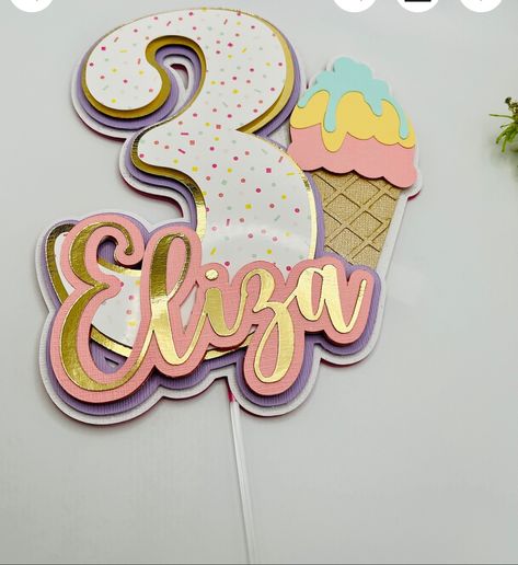 Sweet Treats Birthday Party, Treats Birthday Party, Ice Cream Cake Topper, Treats Birthday, Cream Birthday Party, Ice Cream Birthday Party, Diy Cake Topper, Ice Cream Birthday, Birthday Party Decor