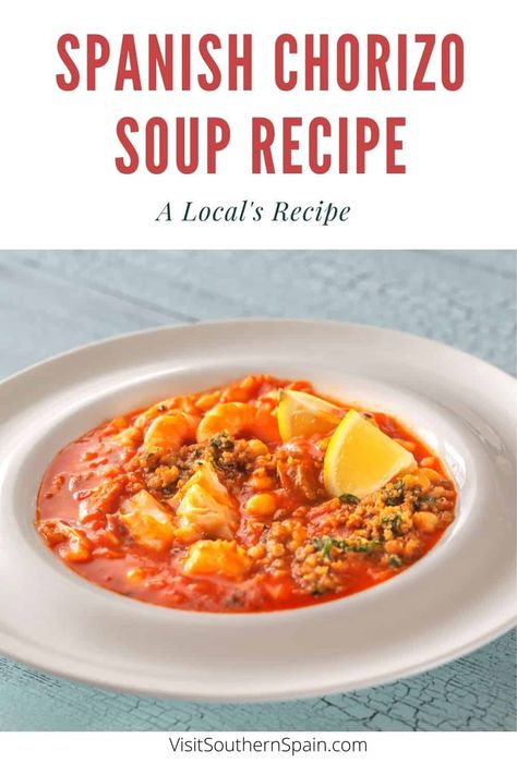 Are you looking for the best Spanish Chorizo Soup Recipe? This is one of the most popular Spanish chorizo recipes based on legendary Spanish chorizo sausage. This recipe also gives a short intro about what is Spanish chorizo and the difference between dry-cured Spanish chorizo. If you're looking for Spanish chorizo recipes, this Spanish soup is a must! On top of it is one of the easiest chorizo sausage recipes and one of the tastiest chorizo soup recipes. #chorizosoup #spanishsoups #chorizorecip Chorizo Sausage Recipes, Spanish Chorizo Recipes, Chorizo Soup Recipes, Spanish Vegetables, Spanish Soup, Chorizo Soup, Spanish Potatoes, Spanish Chorizo, Oxtail Soup