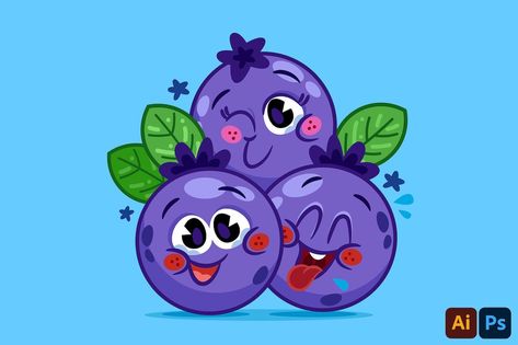 Hand Drawn BlueBerry Cartoon Fruit Cartoon Blueberry, Blueberry Cartoon, Cartoon Fruit, Fruit Fruit, Fruit Cartoon, Camping With Kids, Cartoon Clip Art, The Hand, Cute Illustration