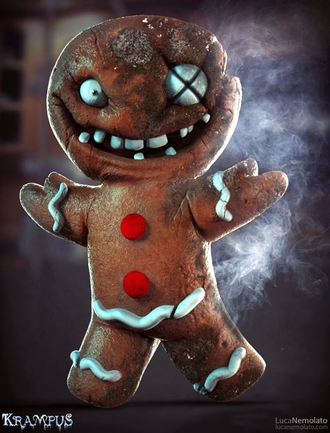 KRAMPUS Concept Art Shows Demonic Gingerbread Men, Evil Elves, and Krampus Krampus Movie, Scary Christmas, Christmas Horror, Creepy Christmas, Dark Christmas, Gingerbread Men, Black Christmas, Christmas Wallpaper, Horror Art