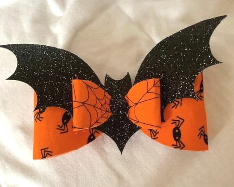 35+ Simple Halloween Crafts & Activities for Kids 2021 Hair Bow Svg, Bow Template Svg, Diy Leather Bows, Bat Bow, Den Mrtvých, Bow Svg, Halloween Hair Bows, Big Hair Bows, Halloween Accessories Hair