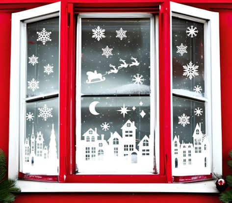 Christmas Window, Wall Decals , Window Cling, Custom Lettering, Stickers and gifts North Pole Window Display, Holiday Window Decor, Advent Windows, Christmas Window Displays, Holiday Window Display, Window Cling, Snow Flakes, Christmas Villages, Christmas Window