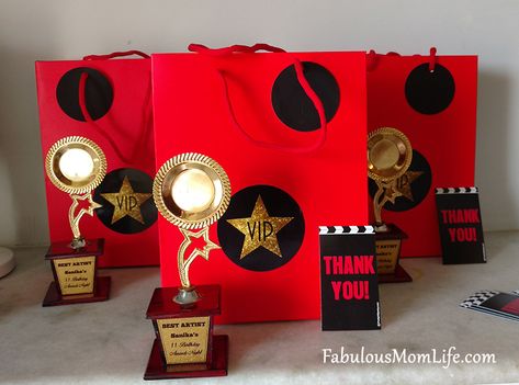 Movie Awards Night/Red Carpet Party Favors/Goodie Bags Red Carpet Party Favors, Red Carpet Party Ideas, Red Carpet Party Decorations, Red Carpet Sweet 16, Red Carpet Theme Party, Hollywood Birthday Parties, Red Carpet Theme, Sweet 16 Party Favors, Hollywood Birthday