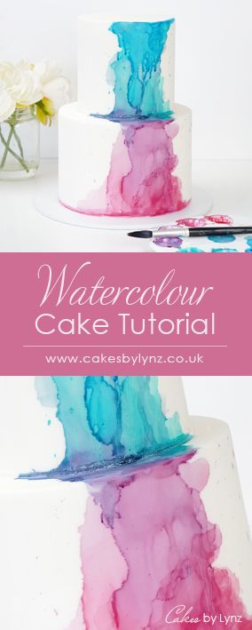 Edible Cake Paint, How To Color Fondant Tutorials, Cake Decorating Watercolor, Painted Cakes Watercolor, Wedding Cake Easy Decoration, How To Paint A Cake, Watercolor Cake Design, Cake Decorating Painting, Watercolour Wedding Cake