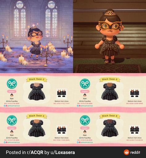 Black Swan Animal, Lake Animals, Animal Crossing Qr Codes, Swan Dress, Qr Codes Animal Crossing, Balloon Dress, New Animal Crossing, Black Fire, Animal Crossing Game