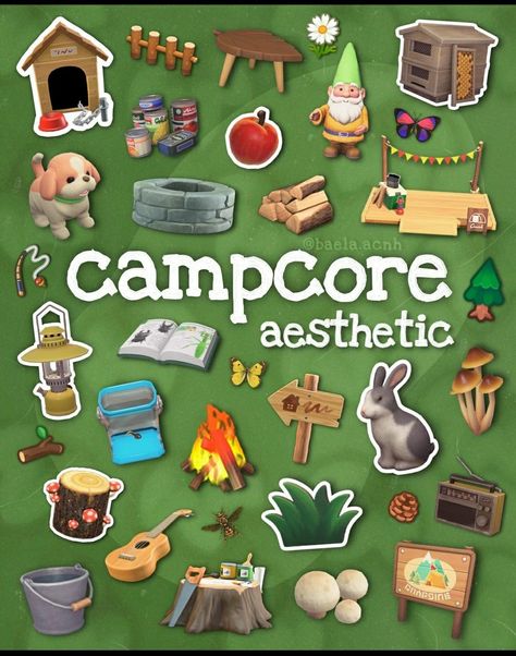 Midge Animal Crossing, Animal Crossing Country Theme, Acnh Campcore, Bookshelf Code Acnh, Acnh Bell Hacks, Acnh Cottagecore Starter Pack, Anch Farmcore Codes, Acnh Tune Ideas, Acnh Campsite Designs Cottagecore