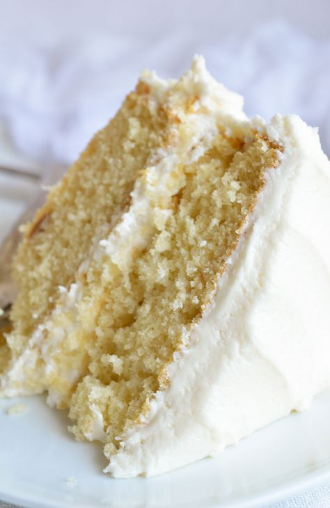 Buttermilk Vanilla Cake Recipe From Scratch Buttermilk Vanilla Cake, White Chocolate Cake Recipe, White Chocolate Buttercream Frosting, Cake Recipe From Scratch, Buttermilk Cake, White Chocolate Buttercream, White Chocolate Cake, White Cake Recipe, Strawberry Preserves