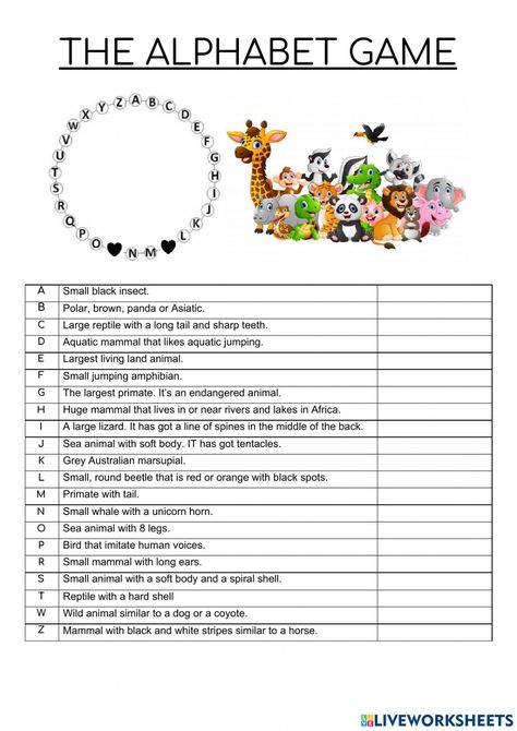 English Games Teaching, Verbal Games, Animals Games For Kids, Animals Worksheets For Kids, Games Worksheet, Animals Games, English Games For Kids, Reasoning Activities, Animals Worksheet