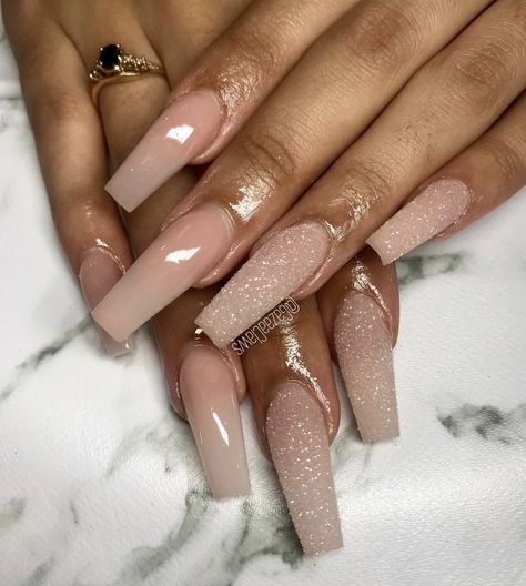 Neutral Color Nails Acrylic Coffin, Long Narrow Nails, Neutral Ombre Nails Square, Light Pink And Tan Nails, Summer Nude Nail Colors, Glam Neutral Nails, Fall Acrylic Nails Coffin Medium, Bridesmaid Nails Coffin, Engagement Nails Long