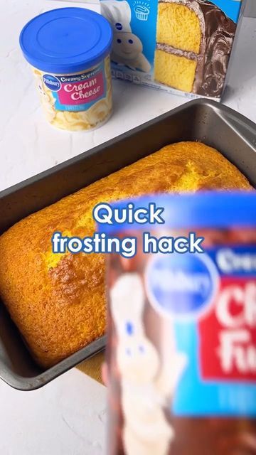 Pillsbury Baking on Instagram: "PRO TIP! Frost a cake in less than 1 minute with this super simple trick. ⁠ ⁠ Just put the tub of frosting in the microwave for 30 seconds, stir and pour over your cooled cake. Yep, that's really it!!" Melting Icing Over Cake, Pillsbury Frosting, Pillsbury Desserts, Frost A Cake, Cake Receipe, Instagram Pro, Deserts Easy, Pillsbury Recipes, Cake Decorating Icing