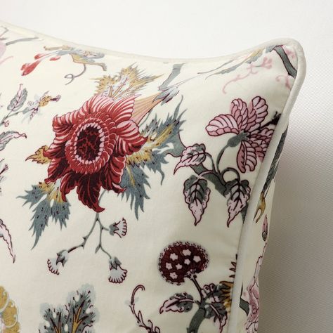 NÄSSELKLOCKA Cushion cover, off-white/floral pattern, 50x50 cm - IKEA Lilac Living Room, Kids Flooring, Dorm Room Organization, Shop Interior Design, Floral Pillows, Velvet Cushions, Cotton Velvet, Beautiful Pillows, Beautiful Patterns