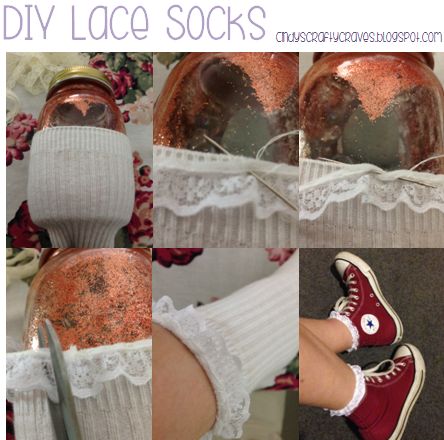 Lace Accessories Diy, Lace Diy Clothes, Socks Diy Ideas, How To Sew Lace, Diy Ruffle Socks, Diy Lace Socks, Lace Dress Diy, Sewing Socks, Lacey Clothes