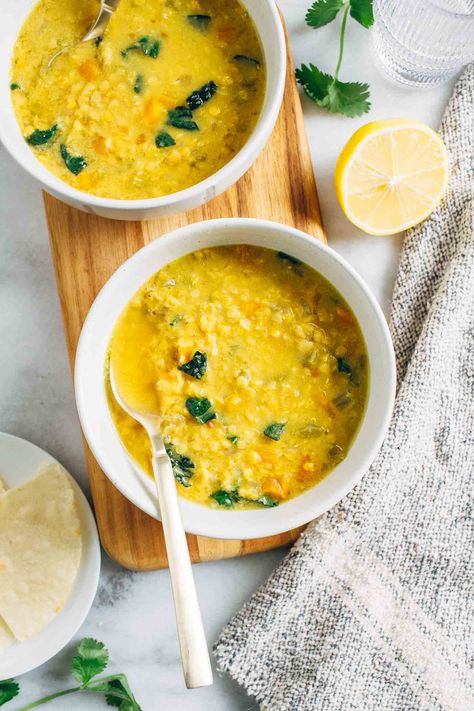 Golden Lentil Soup, Yellow Lentil Recipes, Golden Lentil, Yellow Lentil Soup, Golden Soup, Vegetarian Gourmet, Punjabi Recipes, Protein Energy Bites, Soup Making