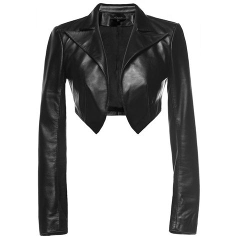 Leka - Cropped Leather Jacket ($225) ❤ liked on Polyvore featuring outerwear, jackets, black, crop, jackets/vests, leather, real leather jackets, cropped jacket, 100 leather jacket and genuine leather jackets Mode Monochrome, Jackets Cropped, White Cropped Jacket, Black Cropped Jacket, Goth Outfit, White Leather Jacket, Bolero Shrug, Cropped Leather Jacket, Real Leather Jacket