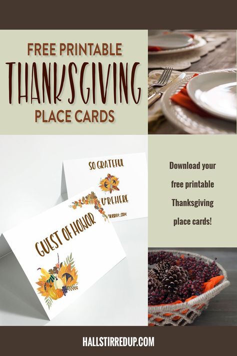 Free Thanksgiving printable place cards! #freeprintable #Thanksgiving #placecards #dinnerguests #placesetting #guests #card #tablesetting Thanksgiving Table Place Cards, Printable Thanksgiving Place Cards, Place Cards Thanksgiving, Free Printable Thanksgiving, Fun Lettering, Place Setting Cards, Free Thanksgiving Printables, Printable Place Cards, Thanksgiving Place Cards