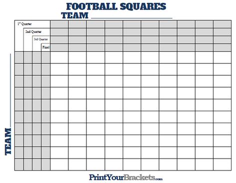 Free Printable Football Squares, Football Squares Template Free Printable, Super Bowl Pool, Football Squares Template, Superbowl Squares, Football Pool, Football Squares, Square Printables, Free Football