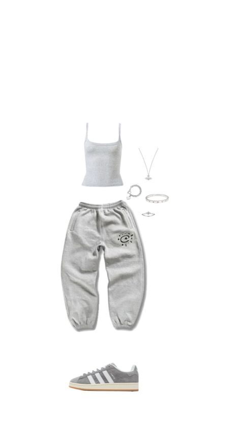 Adwysd Joggers Outfit, How To Style Joggers, Grey Joggers Outfit Women, Outfit Ideas Joggers, Jogger And Crop Top Outfit, Fits With Sweatpants, Grey Joggers Outfit, Adwysd Joggers, Adidas Fits