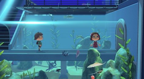 Aquarium Concept Art, Animal Crossing Aquarium, Animal Museum, Aquarium Drawing, Animal Crossing Fan Art, Beach Video, Frutiger Aero, Mini Game, Minecraft Stuff