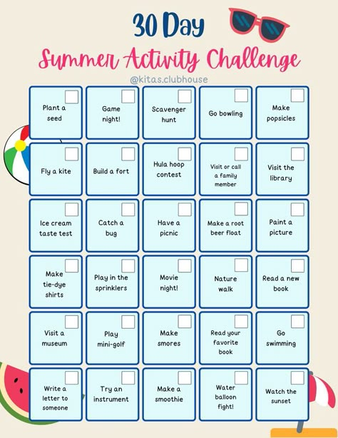 Summer To Do, Cheap Summer Activities For Kids, Summertime Ideas, Challenges For Kids, Outside Fun, Summer List, Summer Schedule, Challenges Activities, Summer Challenge