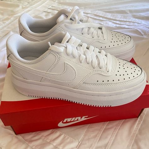 BRAND NEW Nike Court Vision Alta Leather in White Womens 6.5 Nike Court Vision Alta Outfit, Cargo Outfits Women, Cargo Outfits, Nike Court Vision Alta, 2023 Birthday, Cargo Outfit, Nike Court Vision, Fashion Shoes Heels, Sneakers And Socks