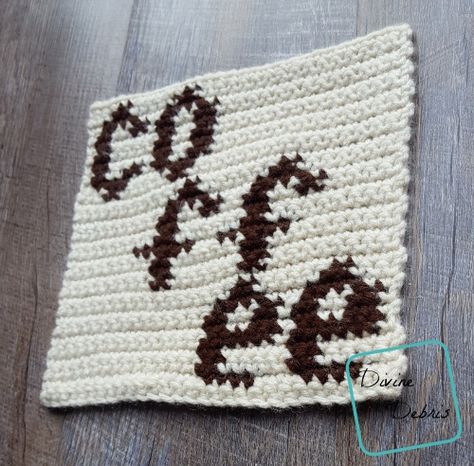 Coffee Tapestry Square Afghan Project – Square1 - free crochet pattern Coffee Crochet, Caron One Pound Yarn, Foundation Single Crochet, Coffee Theme, All Free Crochet, Afghan Patterns, Tapestry Crochet, Afghan Crochet Patterns, Square Pattern