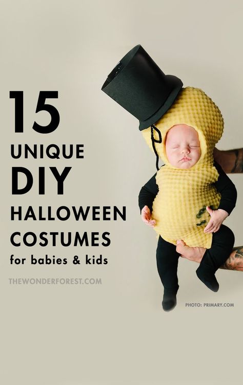 15 Unique DIY Halloween Costumes for Kids & Babies - Wonder Forest Newborn Ghost Costume, Unique Infant Halloween Costumes, Creative Infant Halloween Costumes, Newborn Halloween Costumes Boy, Infant Halloween Costumes Diy, Easy Newborn Halloween Costumes, Newborn Baby Halloween Costumes For Boys, Infant Costumes For Boys, Newborn Costume Ideas