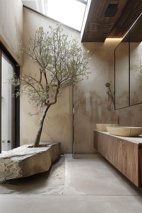 Wabi Sabi House: Embracing the Flaws - Quiet Minimal Wabi Sabi Condo, Handcraft Aesthetic, Wabi Sabi Toilet, Wabi Sabi Bathroom Inspiration, Wabi Sabi Hotel, Wabi Sabi Outdoor, Wabi Sabi Dining Room, Earthy Homes, Wabi Sabi Bathroom