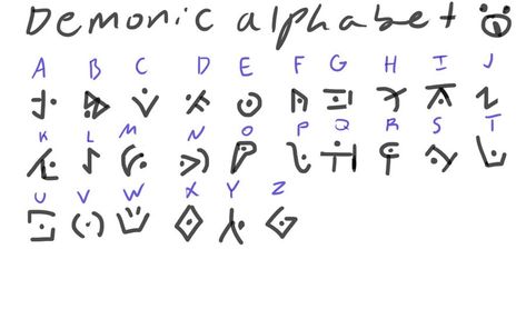 Demonic alphabet cool huh Alphabet Codes Symbols, Infernal Script Dnd, Demon Alphabet Letters, Weird Language Alphabet, Cool Alphabet Symbols, Demonic Language Alphabet, Satanic Alphabet, Magic Alphabet Letters, Dnd Infernal Alphabet