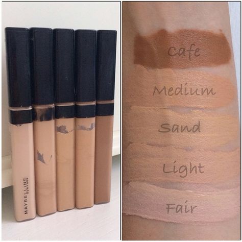 Maybelline Fit Me concealers. Follow my instagram @mellyfmakeup Maybelline Fit Me Concealer Swatches, Fit Me Concealer Swatches, Concealer Swatches, Fit Me Concealer, Maybelline Concealer, Maybelline Fit Me Concealer, Foundation Swatches, Maybelline Fit Me Foundation, Makeup Blender Sponge