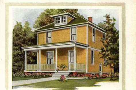 American Foursquare Catalog House Plans American Four Square House, Foursquare House, Closed In Porch, American Foursquare, Four Square Homes, Square House Plans, Square House, Farmhouse Renovation, Street House