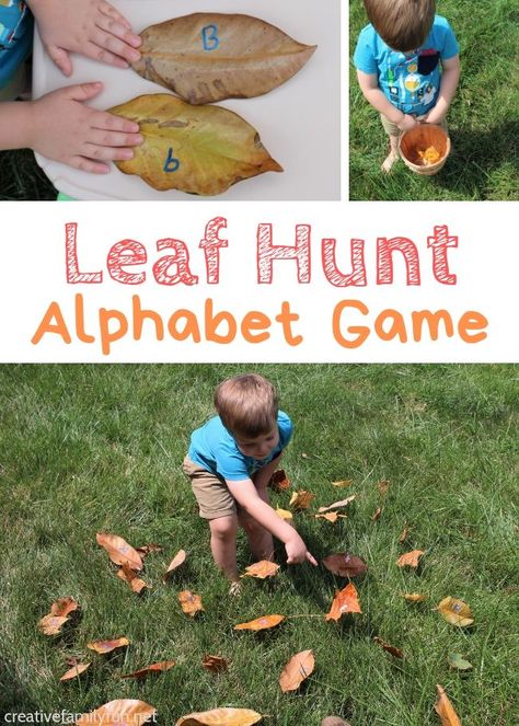 the Fun Preschool Activities, Outdoor Games For Preschoolers, Outdoor Games For Toddlers, Leaf Hunt, Game For Toddlers, Easy Preschool Crafts, Outdoor Activities For Toddlers, Alphabet Game, Fall Themes