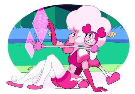 Pink Diamond And Spinel, Pink Diamond Su, Pink Diamond Steven Universe, Steven Universe Au, Diamond Icon, Steven Universe Characters, Animatronic Fnaf, Steven Universe Gem, Hard At Work