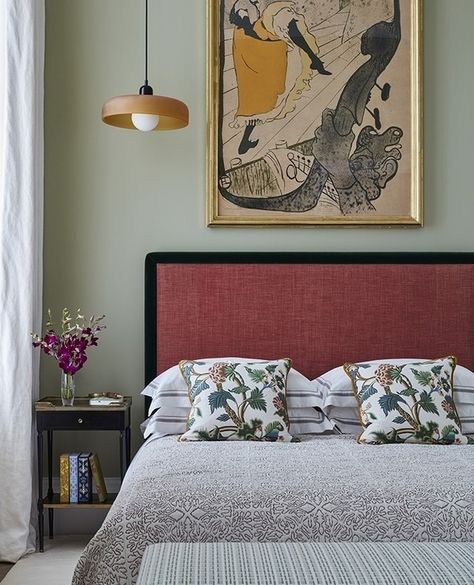 All Posts • Instagram Studio Ashby Bedroom, Eclectic Vintage Bedroom, Studio Ashby, Colored Walls, Brighter Bedroom, Green Walls, Eclectic Home, Modern Bed, Interior Design Ideas