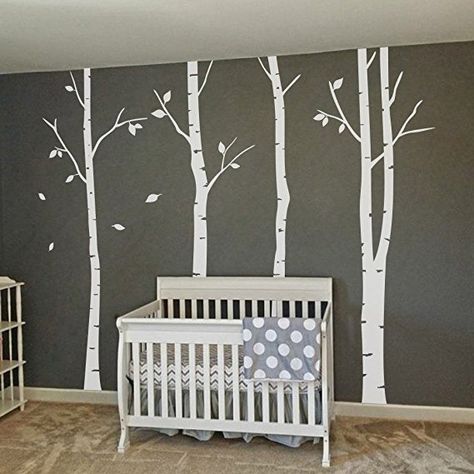 MairGwall Set of 4 Birch Tree Wall Decal - Vinyl Removable Wall Decor DTY Art Mural Stickers for Bedroom living room TV Sofa Background Tree Mural Nursery, Birch Tree Leaves, Birch Tree Mural, Birch Tree Wall, Birch Tree Wall Decal, Mural Stickers, Tv Sofa, White Birch Trees, Family Tree Wall Decal