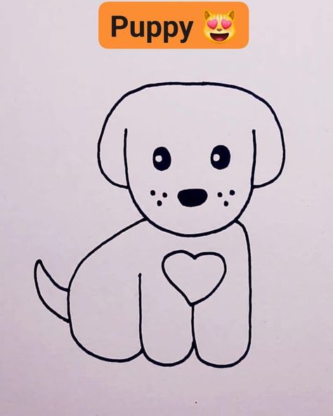 Crtanje Ideas, Puppy Drawing, Fun Activities For Toddlers, Craft Kids, Easy Drawings For Kids, Drawing Drawing, Drawing Tutorial Easy, Easy Drawing, Cute Puppy