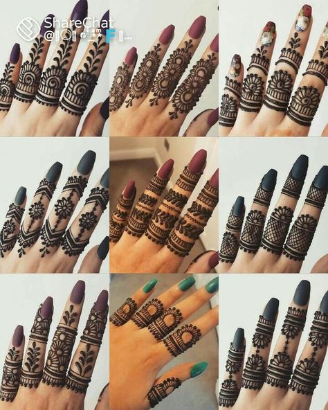 Lady Finger Tattoo, Back Hand Fingers Mehndi Designs, Mehndi Designs For Fingers Aesthetic, Mini Mehndi Designs, Henna Designs For Small Hands, Only Finger Mehndi Design, Mehandhi Designs Simple Modern, Henna Patches, Simple Finger Mehndi Designs