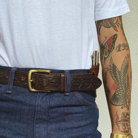 Classic Tattoos For Men Old School, 35mm Tattoo, American Vintage Tattoo, Tattooed Cowboy Aesthetic, American Traditional Cowboy, American Traditional California Tattoo, American Traditional Tattoos Men, Tradition Cowboy Tattoo, California Cowboy Aesthetic Men