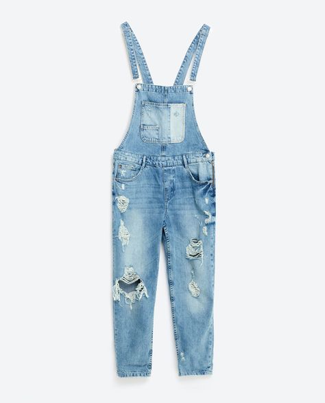 SLIM DENIM DUNGAREES WITH RIPS-JUMPSUITS-WOMAN | ZARA United States Denim Dungaree, African Dresses For Kids, Denim Dungarees, Slim Denim, Spring Women, Girls Fashion Clothes, Denim Overalls, Denim Jumpsuit, Teen Fashion Outfits