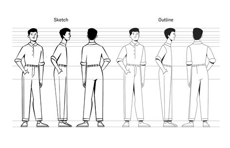 Character Turnaround Sheet Template, App Illustration, Vector Illustration Character, Human Sketch, Character Turnaround, Vector Character Design, Simple Character, Sketches Of People, Design Guidelines