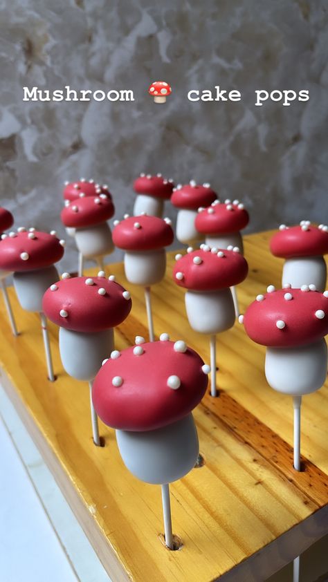 Mushroom Cake Pops, Mushroom Theme Party, Stick Cookies, Mushroom Cupcakes, Fairy Theme Birthday Party, Mushroom Party, Enchanted Forest Fairy, Mushroom Theme, Mushroom Cake