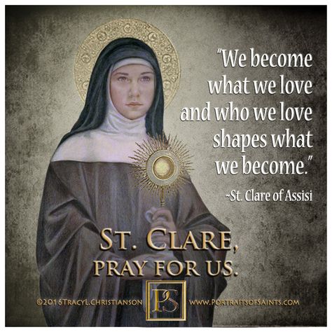 St.Clare of Assisi held the Bl. Sacrament in the monstrance, to defend the convent from the attacking army.  “Good Lord, I beg you; defend those I cannot protect” St. Clare . Saint Clare Of Assisi, St Clare Of Assisi, Written By A Woman, Saint Clare, Happy Feast Day, Kneeling In Prayer, St Clare, Happy Feast, Saint Quotes Catholic