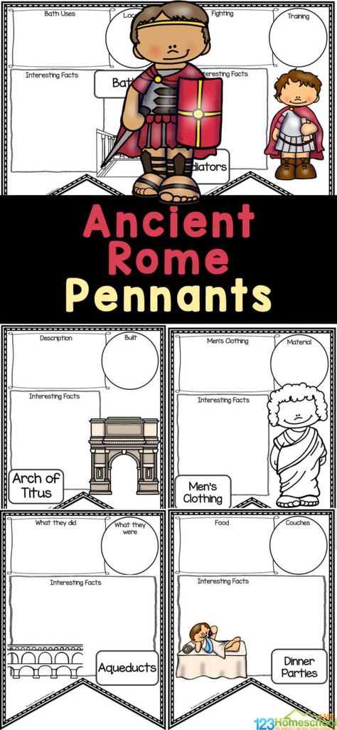 Ancient Rome Preschool Activities, Rome Classroom, Roman Crafts, Ancient Rome Lapbook, Romans For Kids, Ancient Rome Kids, Ancient Rome Activity, Ancient Roman Houses, Ancient Rome Projects