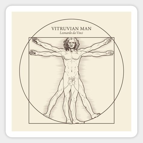 Dedicated to Leonardo da Vinci, high quality digital drawing. The Vitruvian Man is a world famous drawing created by Leonardo da Vinci around 1490. Pen and ink drawing on paper depicts a male figure in two superimposed positions with arms and legs on the sides and inscribed in a circle and a square at the same time. Drawing is both a scientific work and a work of art, it is called the Canon of human proportions. -- Choose from our vast selection of stickers to match with your favorite design to Vitruvian Man Drawing, Da Vinci Vitruvian Man Tattoo, Vitruvian Man Tattoo Design, Rds Logo, Leonardo Da Vinci Dibujos, Vitruvian Man Art, Vitruvian Man Tattoo, Leonardo Da Vinci Vitruvian Man, The Vitruvian Man