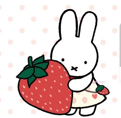 Cute Strawberries Drawing, Strawberry Things Aesthetic, Strawberry Aesthetic Pfp, Strawberry Drawing Cute, Cute Strawberry Icon, Miffy Doodle, Cute Strawberry Drawing, Miffy Drawing, Strawberry Drawings