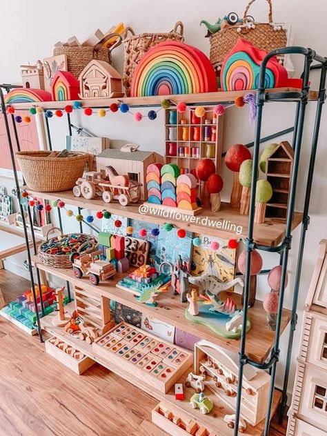 Funky Playroom, Waldorf Homeschool Room, Childcare Aesthetic, Waldorf Playroom, Childcare Rooms, Kids Inspo, Kids Cafe, Montessori Playroom, Boys Playroom